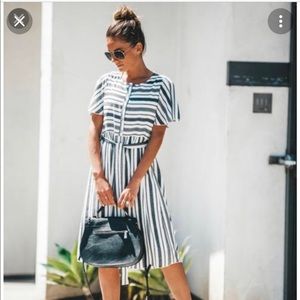 Cityscape Striped Button Down Dress Vici